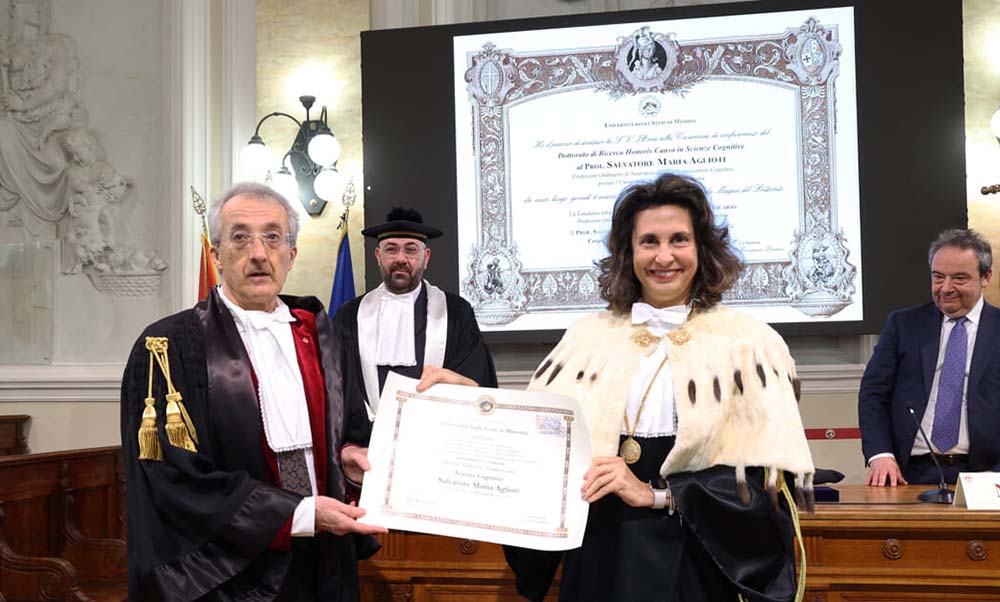 Conferito il Dottorato di Ricerca Honoris causa in Scienze Cognitive al prof. Salvatore Maria Aglioti